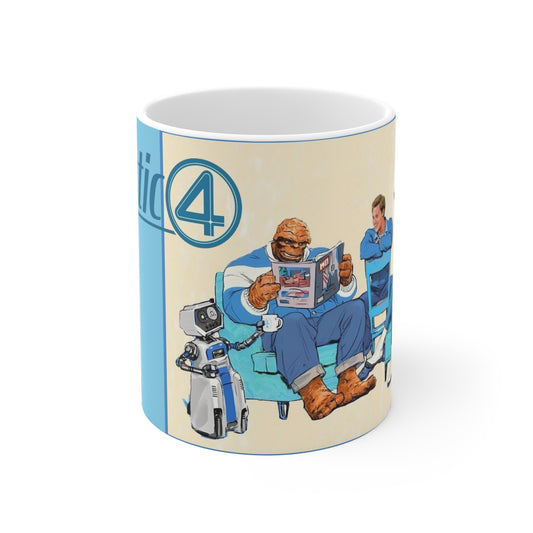 Fantastic Four Coffee Mug, 11oz - MCU 2025 Movie - Marvel Comics - The Thing, Human Torch, Invisible Woman, Reed Richards - Pedro Pascal