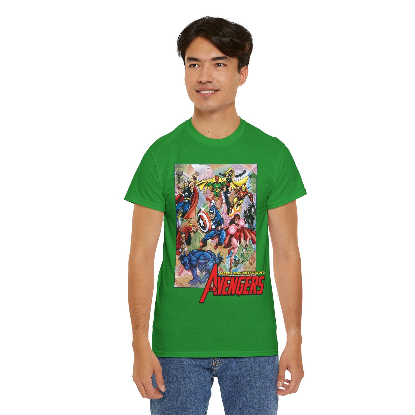 Avengers T-Shirt - George Perez Art - Captain America, Iron Man, Thor, Scarlet Witch, Black Panther, Wonder Man, Beast, Vision - Marvel Comics