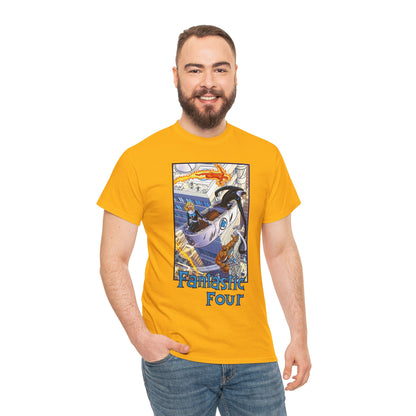 Fantastic Four T-Shirt - John Byrne Art - Invisible Woman, Thing, Human Torch, Reed Richards - Fantasticar, Baxter Building - Marvel Comics