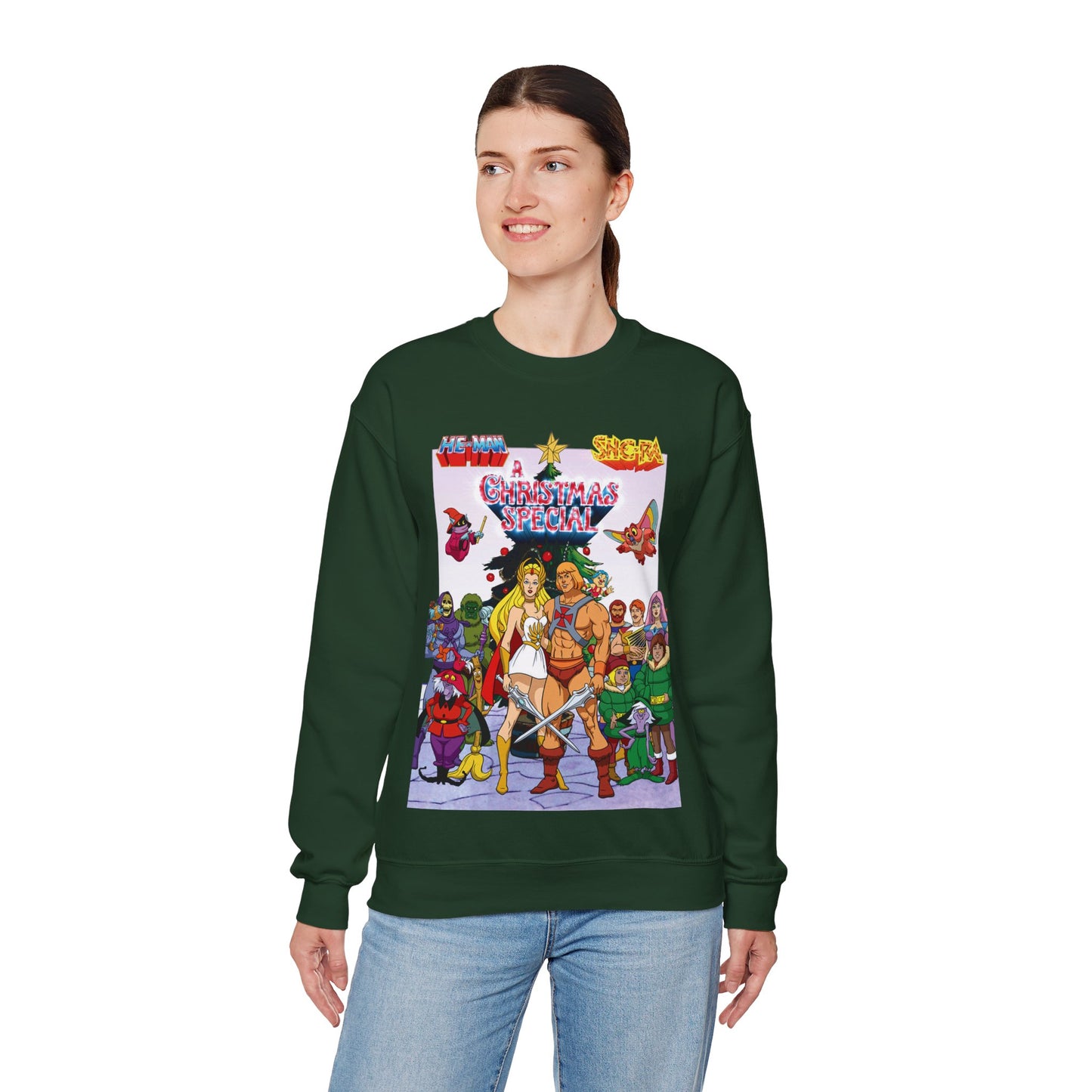 He-Man & She-Ra Christmas Crewneck Sweatshirt - Masters of the Universe, Princess of Power - Filmation Holiday Special