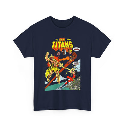 New Teen Titans T-Shirt - George Perez Art - Wonder Girl & Starfire Vs Hyperion - DC Comics