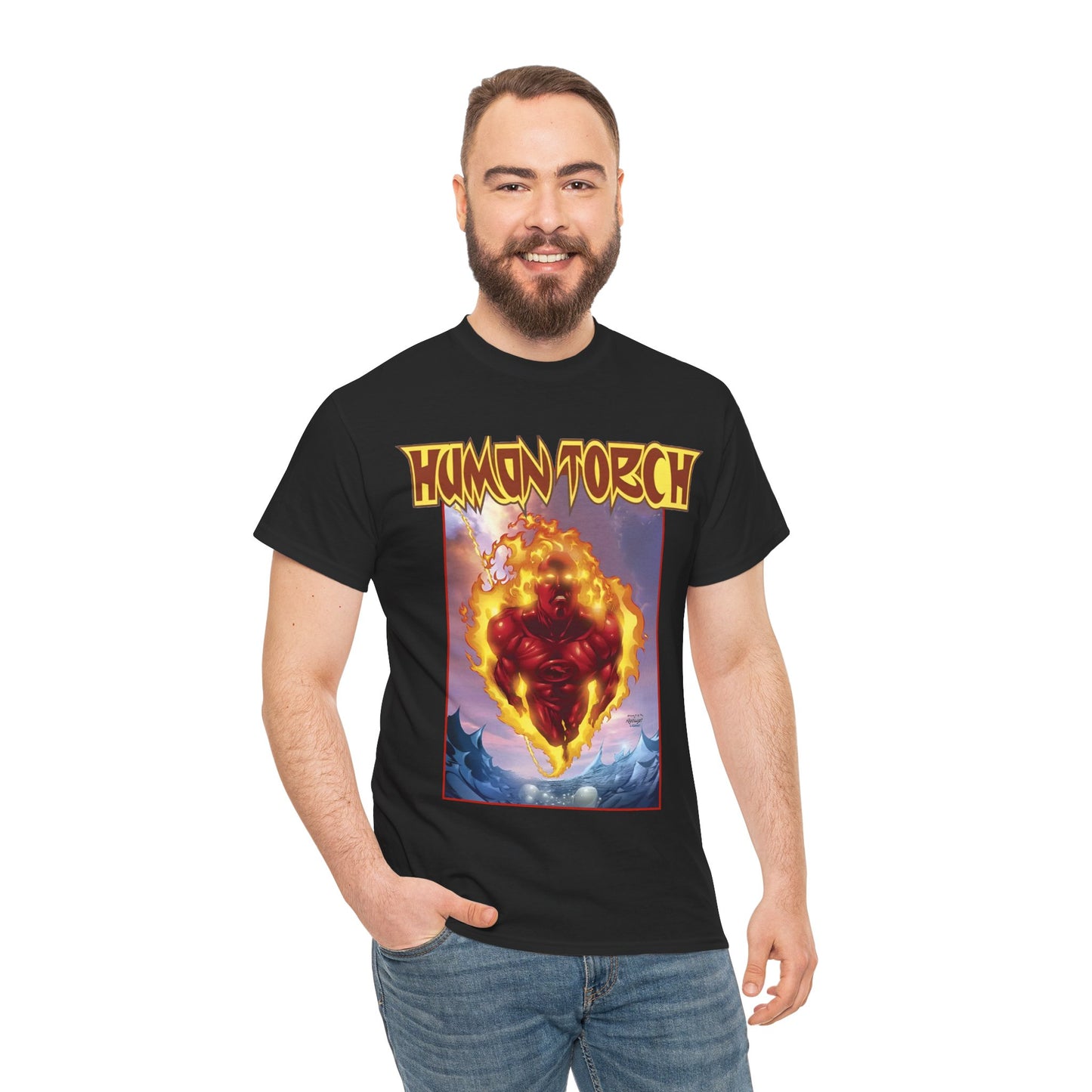 Human Torch T-Shirt - Howard Porter Art - Marvel Comics