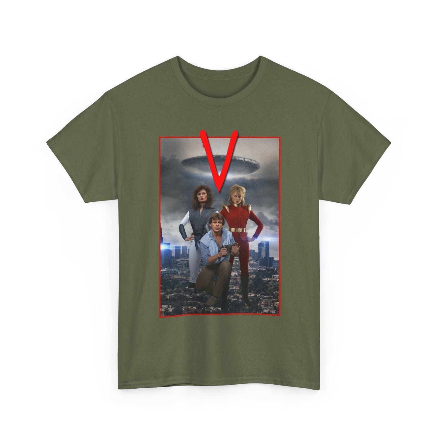 V T-Shirt - Visitors 1983 NBC Sci-Fi Aliens Series - Mike Donovan, Diana, Lydia