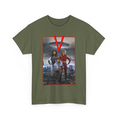 V T-Shirt - Visitors 1983 NBC Sci-Fi Aliens Series - Mike Donovan, Diana, Lydia