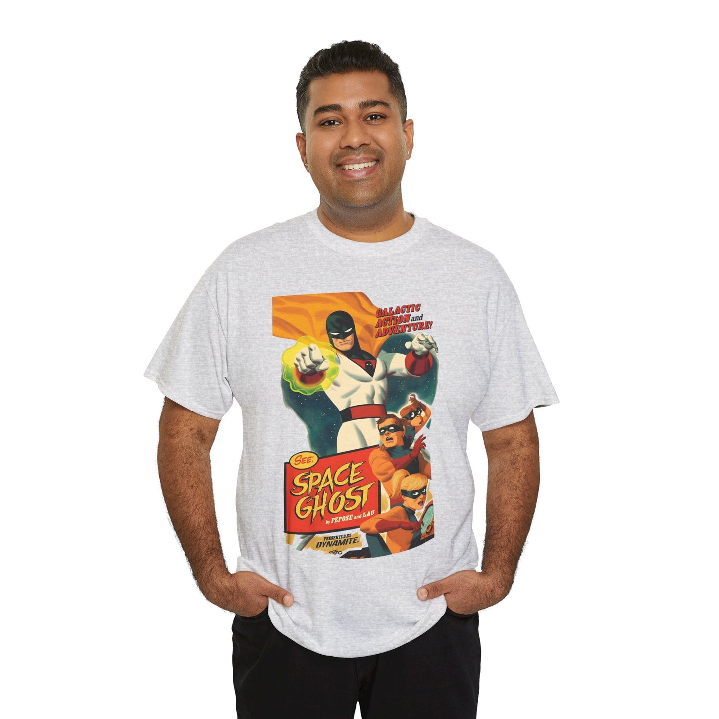 Space Ghost T-Shirt - Frank Cho Art - Jan, Jace & Blip - Movie Poster Style Artwork - Alex Toth Creation - Hanna-Barbera Cartoon