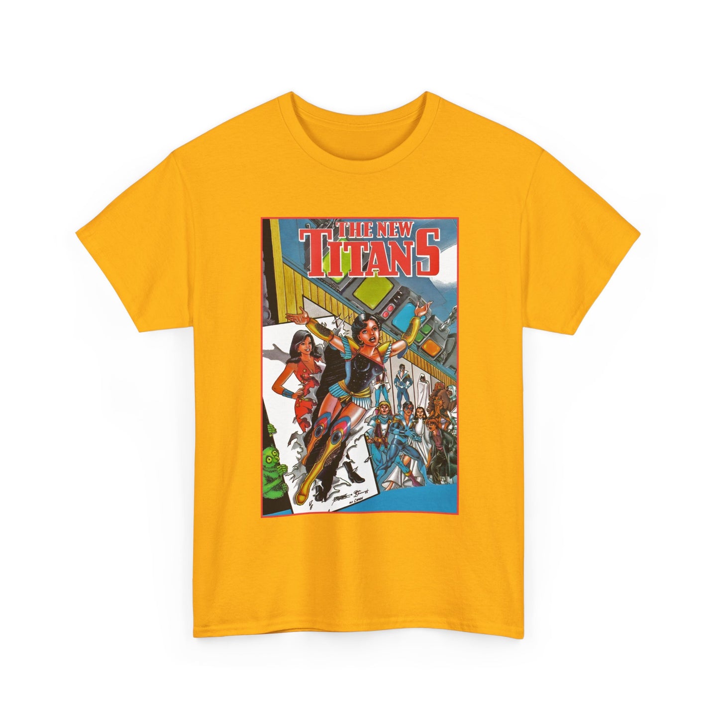 New Titans T-Shirt - George Perez Art - Troia 1st Appearance - Nightwing, Cyborg, Starfire, Raven, Jericho, Changeling - DC Comics