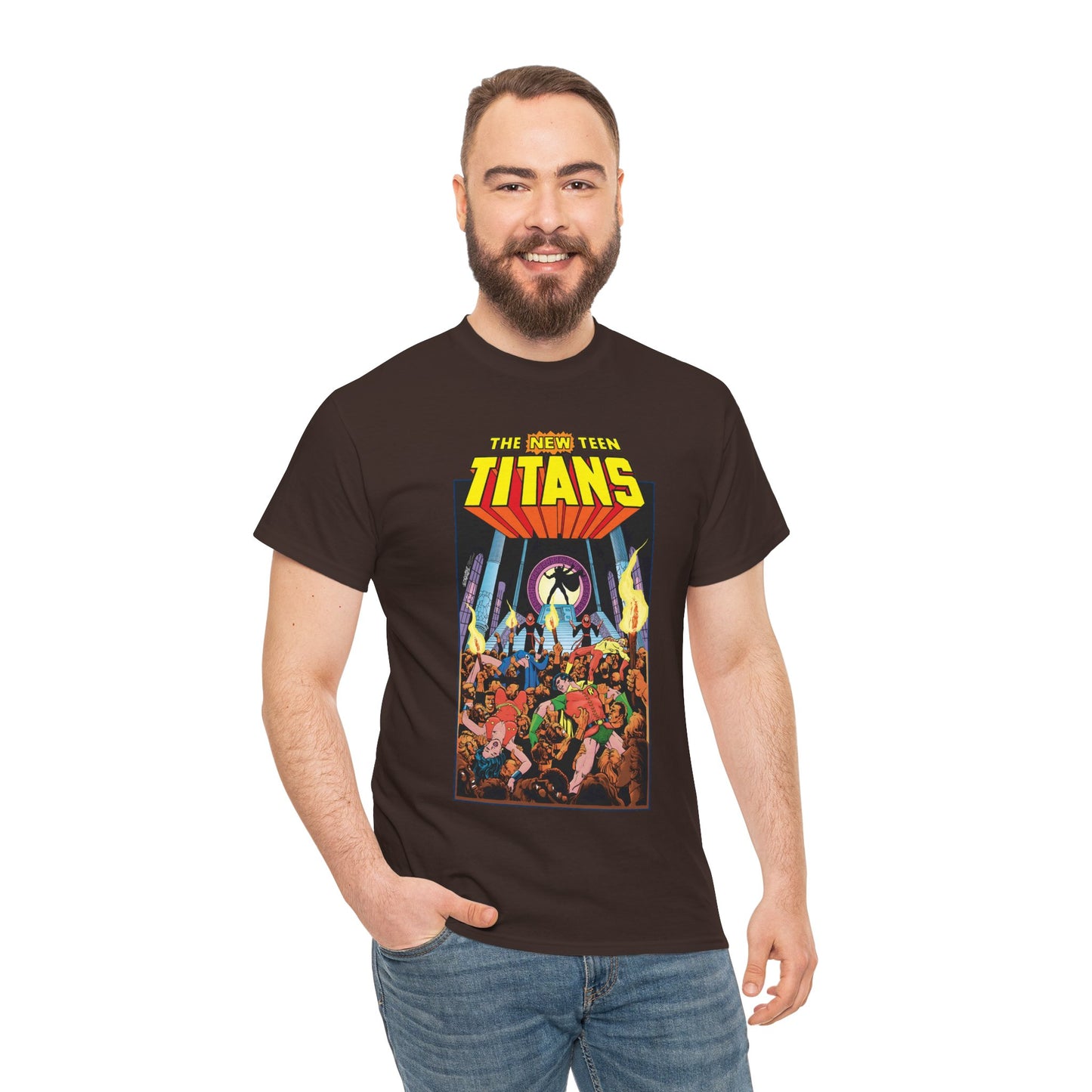 New Teen Titans T-Shirt - George Perez Art - #22 Cover - Wonder Girl, Robin, Raven, Kid Flash - Brother Blood Story - DC Comics
