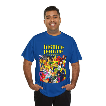 Justice League International T-Shirt - Kevin Maguire DC Comics Sourcebook Art - Booster Gold, Blue Beetle, Batman, Martian Manhunter, Captain Atom, Fire, Ice, Guy Gardner