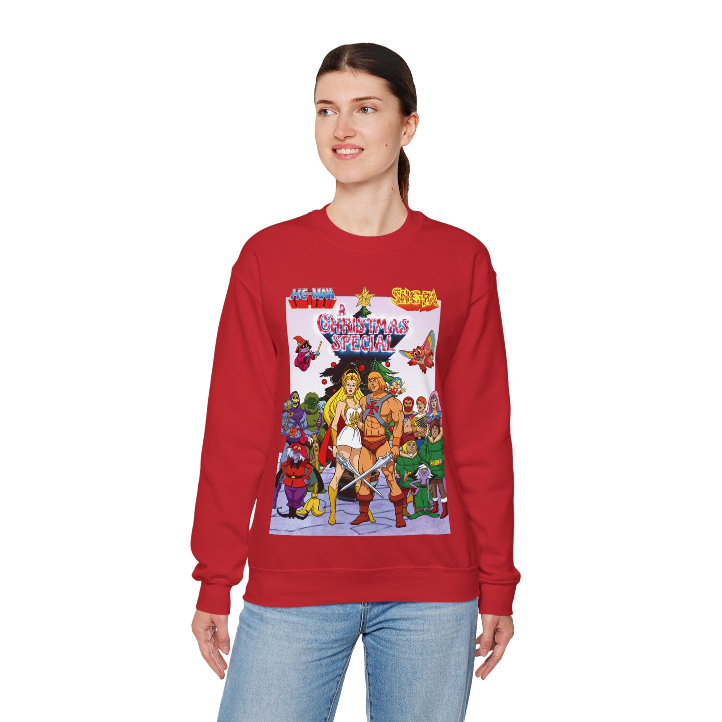 He-Man & She-Ra Christmas Crewneck Sweatshirt - Masters of the Universe, Princess of Power - Filmation Holiday Special