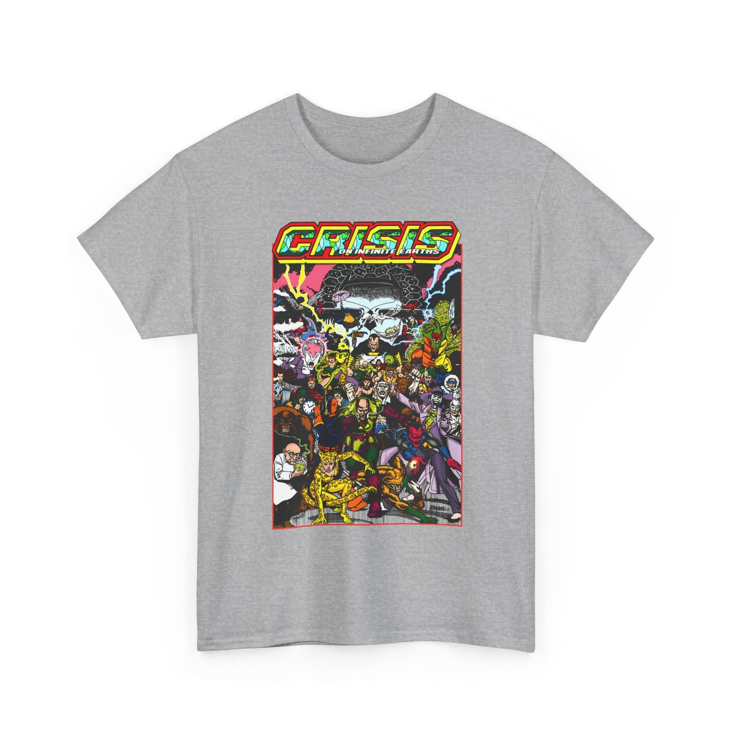 Crisis on Infinite Earths T-Shirt - DC Comics - George Perez Art - Joker, Lex Luthor, Cheetah, Solomon Grundy, Black Adam, Deathstroke, Validus - #9 Cover - DC Comics