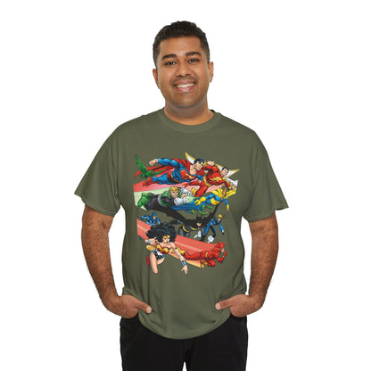 DC Legends T-Shirt - John Byrne Art - Superman, Dr Fate, Blue Beetle, Wonder Woman, Black Canary, Guy Gardner - DC Comics