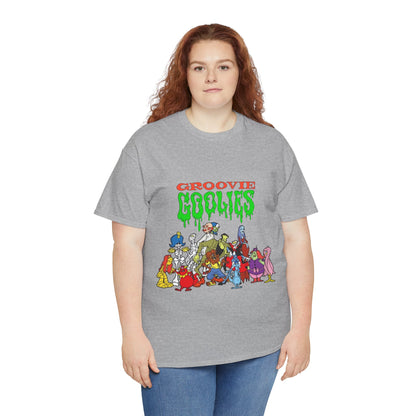 Groovie Goolies T-Shirt - The Monster Trio (Drac, Frankie, Wolfie) - Hagatha, Bella La Ghostly, Boneapart, Mummy - Horrible Hall on Horrible Drive - Filmation Cartoon