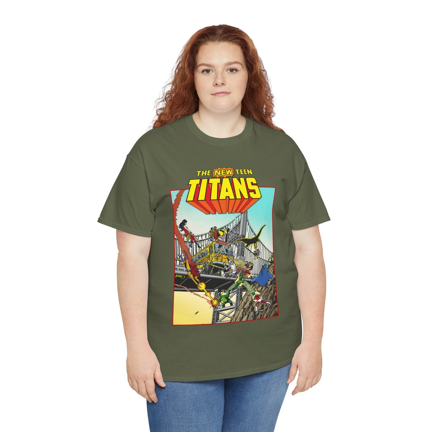 New Teen Titans T-Shirt - George Perez Promo Art - Wonder Girl, Cyborg, Raven, Starfire, Robin, Kid Flash, Changeling - DC Comics