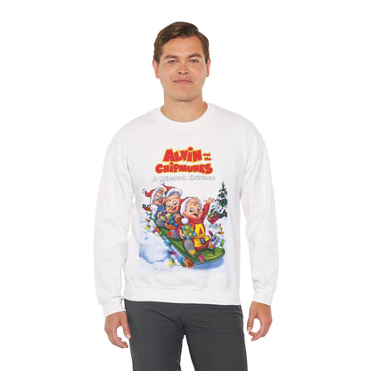 Alvin & the Chipmunks Christmas Special Heavy Blend Crewneck Sweatshirt - Alvin, Simon, Theodore Festive Holiday Cartoon