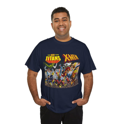 Uncanny X-Men Vs New Teen Titans T-Shirt - Amazing John Byrne Art - DC Comics, Marvel Comics Crossover - Wolverine, Starfire, Cyclops, Storm, Raven, Wonder Girl