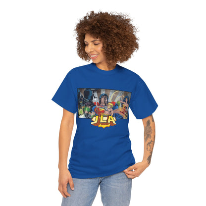 Justice League T-Shirt - Kevin Maguire Art - Superman, Wonder Woman, Batman, Flash, Aquaman, Martian Manhunter, Green Lantern - 90s Lineup - DC Comics