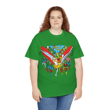 7 Soldiers of Victory T-Shirt - Speedy, Vigilante, Green Arrow, Stripesy, Crimson Avenger, Star-Spangled Kid - Golden Age Heroes of the DC Universe