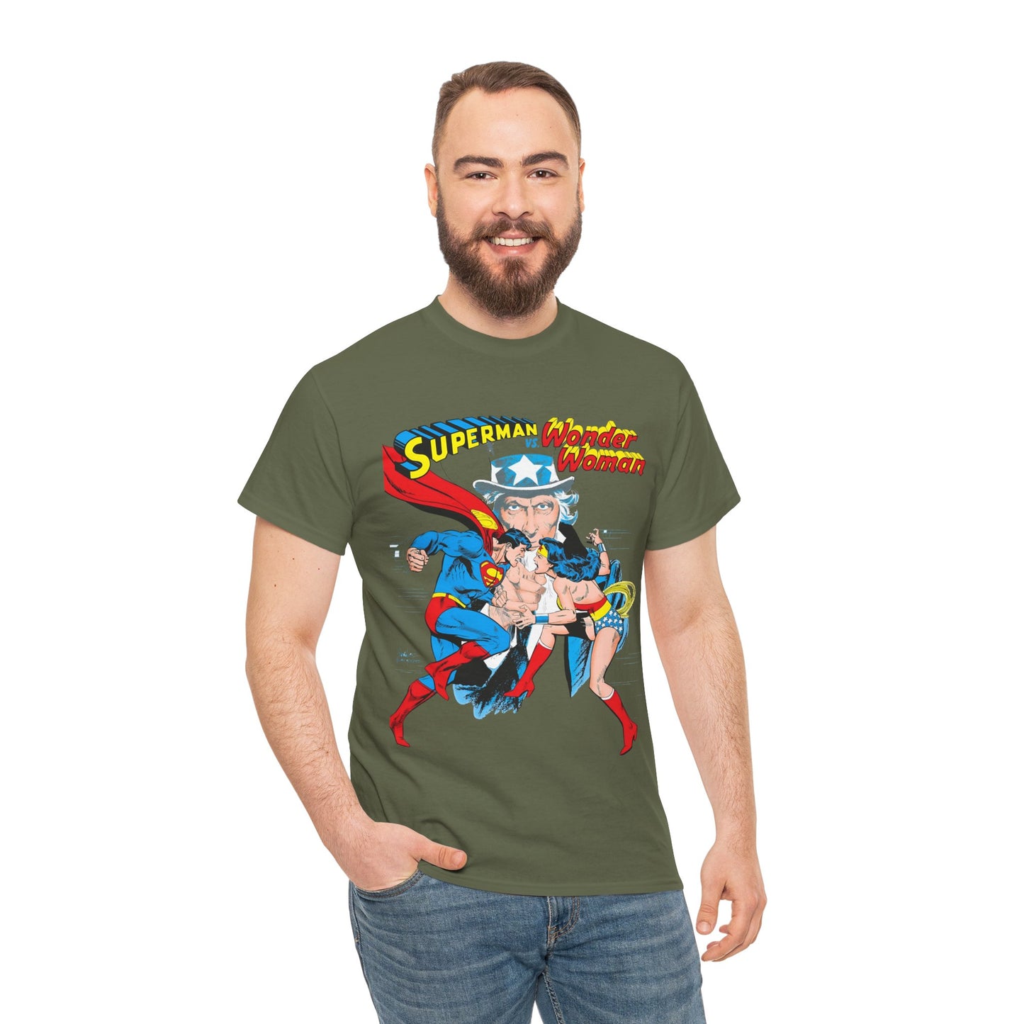 Superman Vs Wonder Woman T-Shirt - José Luis García-López Art - Popular 1970s Tabloid Story - DC Comics