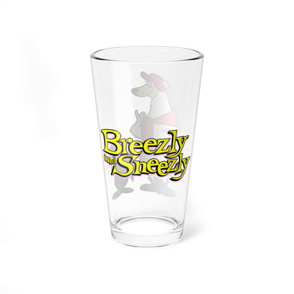 Breezly & Sneezly Pint Glass, 16oz - Hanna-Barbera 1960s Cartoon - Polar Bear & Green Seal