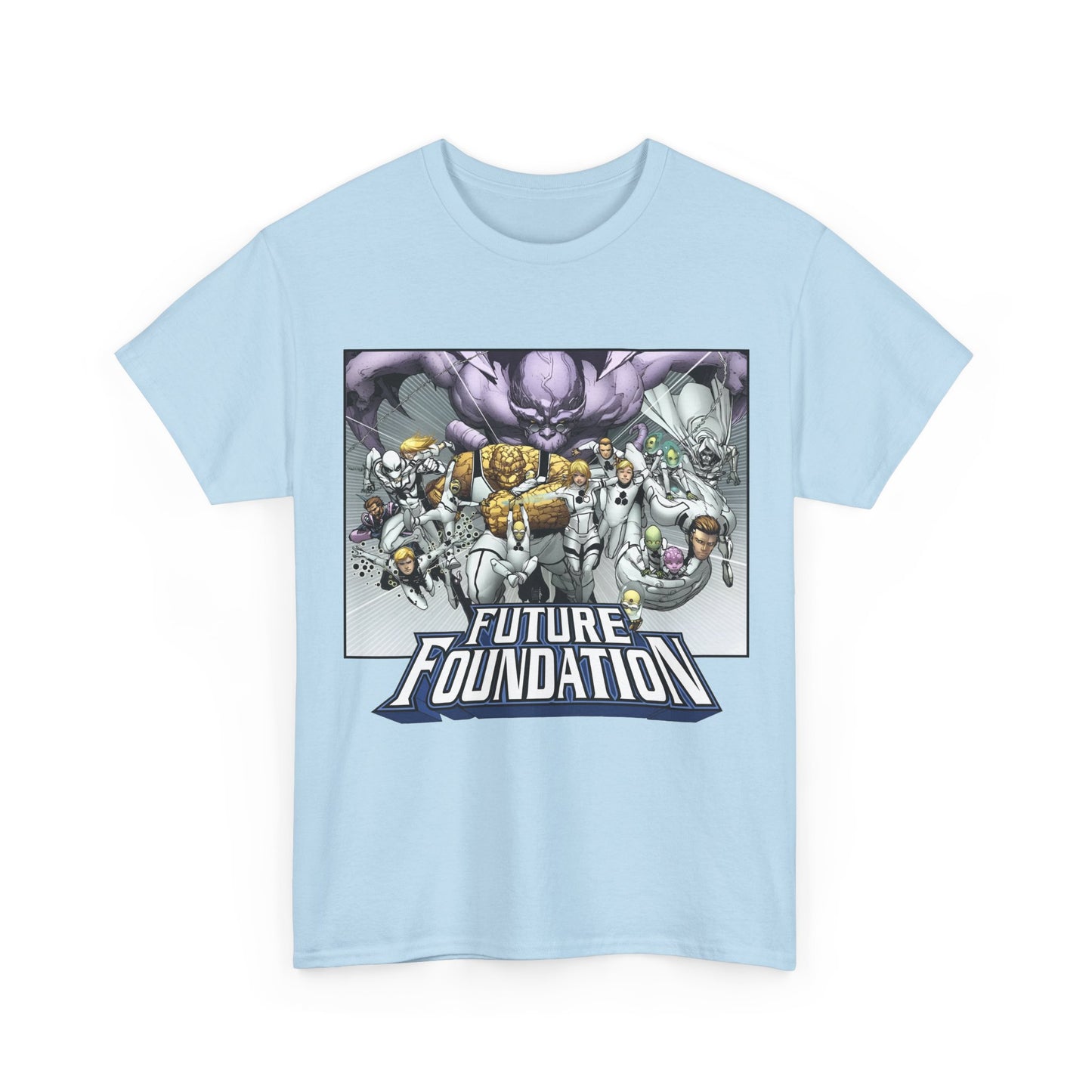 Future Foundation T-Shirt - Marko Djurdjevic Art - Spider-Man, Mr. Fantastic, Invisible Woman, The Thing, Dr. Doom, Bentley 23, Dragon Man, the Moloids - Marvel Comics