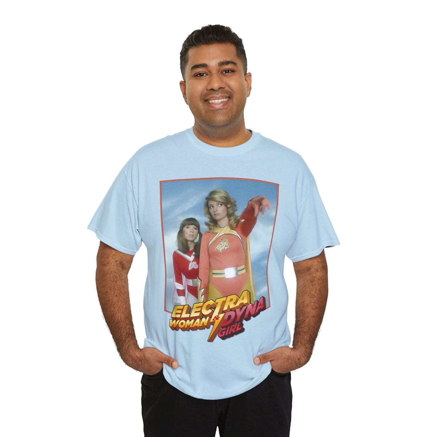 Electra Woman & Dyna Girl T-Shirt - Popular Krofft Supershow Characters from the 1970s - Deidre Hall & Judy Strangis
