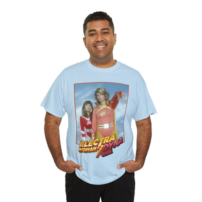 Electra Woman & Dyna Girl T-Shirt - Popular Krofft Supershow Characters from the 1970s - Deidre Hall & Judy Strangis