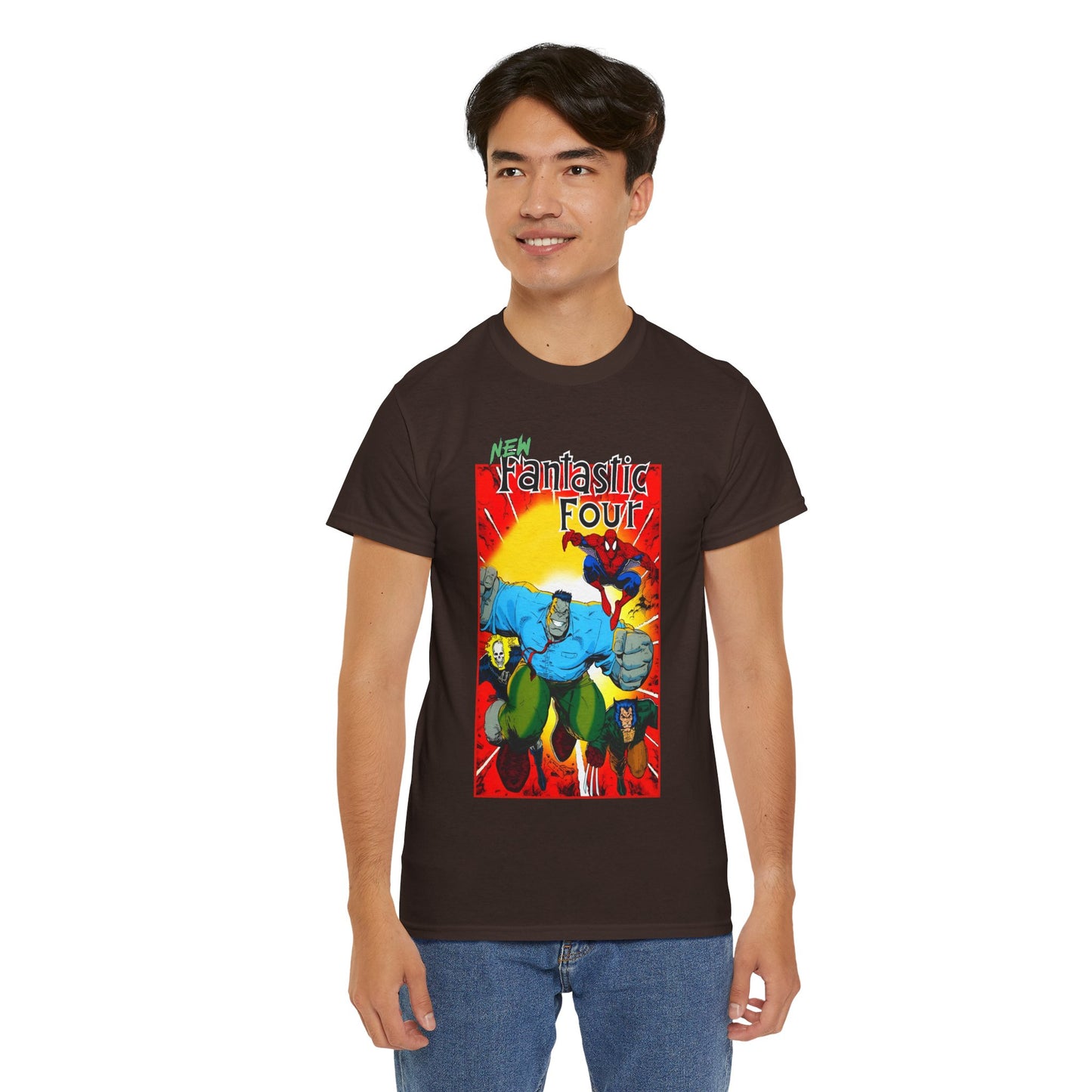 New Fantastic Four T-Shirt - Arthur Adams Art - Wolverine, Ghost Rider, Spider-Man, Hulk - Marvel Comics