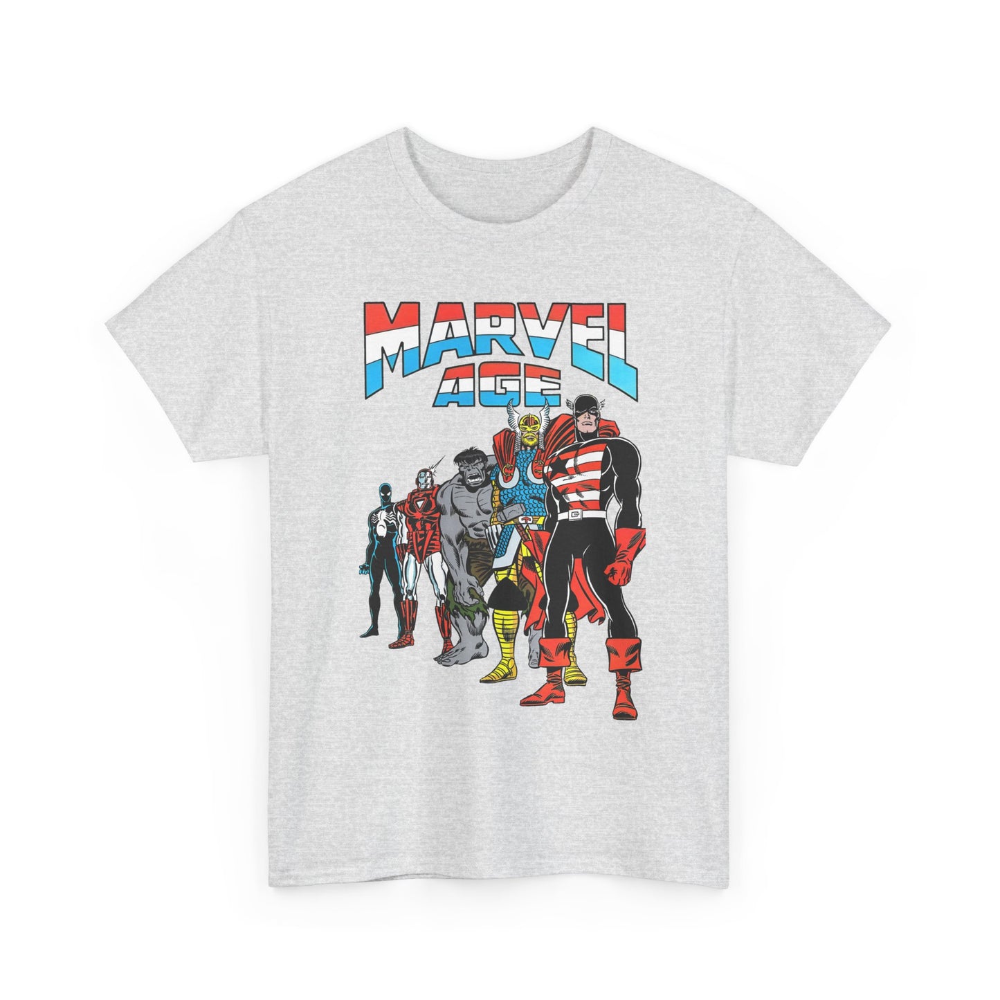 Marvel Age T-Shirt - Captain America, Thor, Incredible Hulk, Iron Man, Spider-Man - New Looks for the 80s