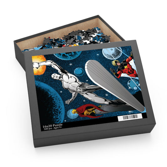 Silver Surfer 500 Piece Puzzle - Jim Starlin Art - Adam Warlock & Captain Marvel - Marvel Comics - Cosmic Heroes