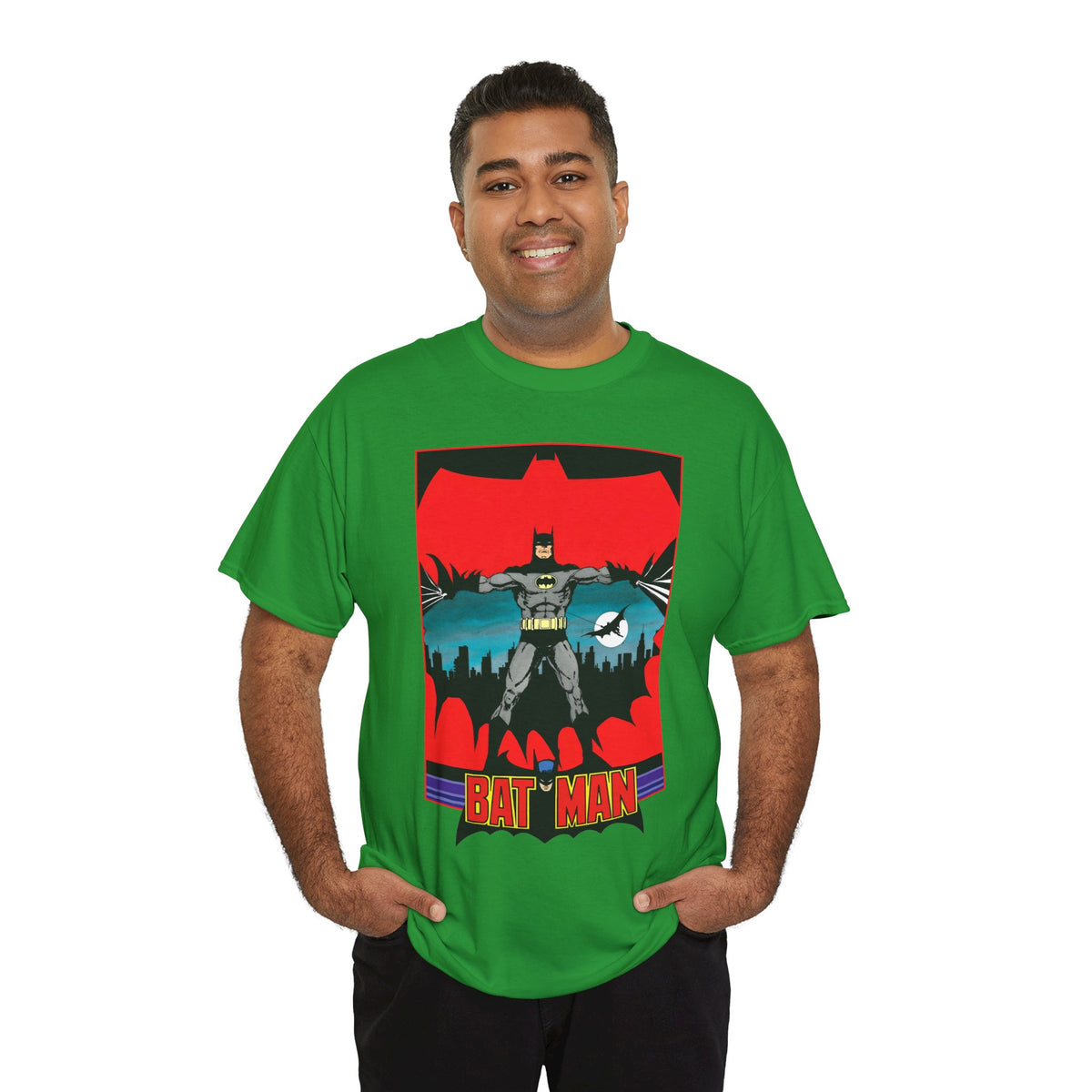 Batman T-Shirt - George Perez Art - 1980s JLA Postcard Art - DC Comics