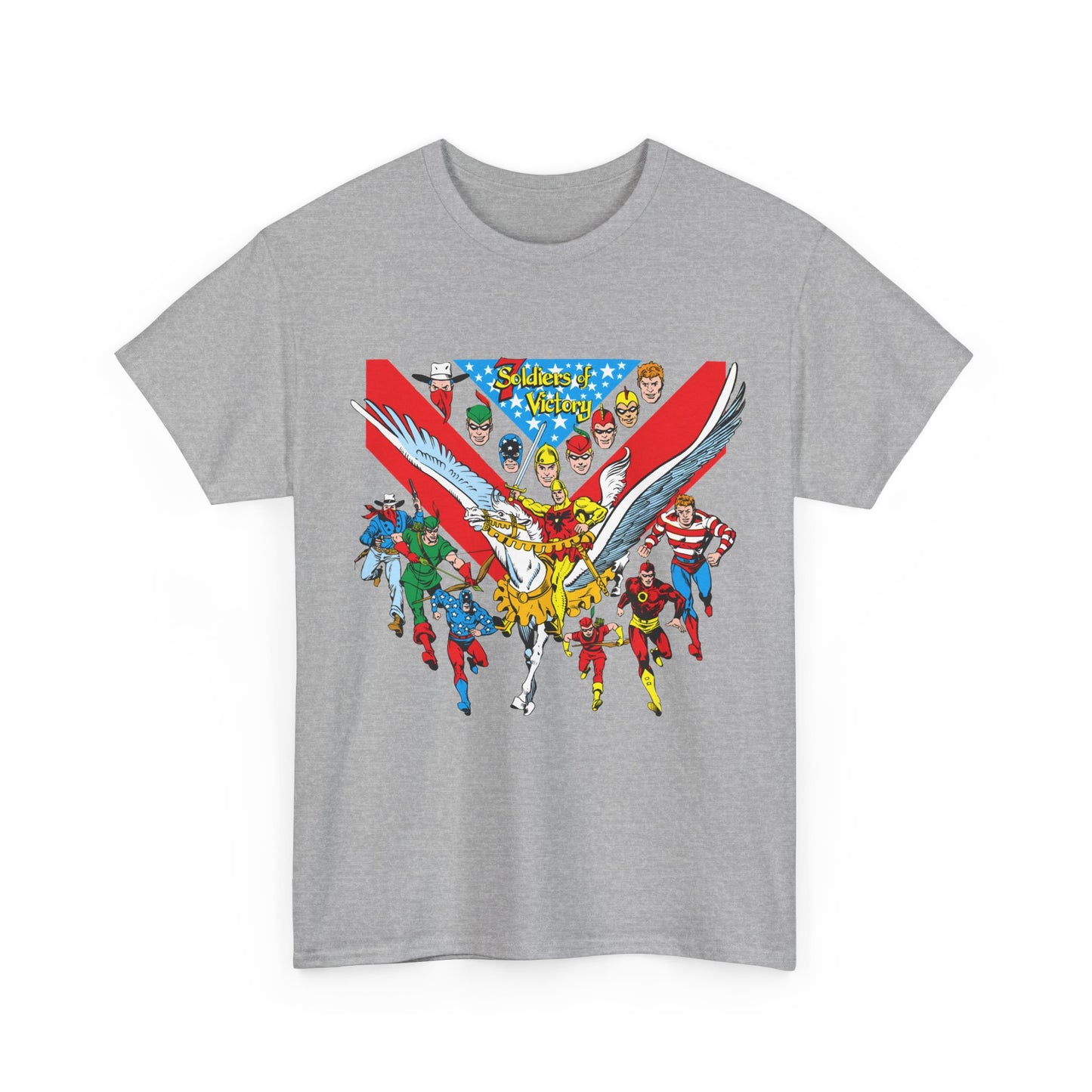 7 Soldiers of Victory T-Shirt - Speedy, Vigilante, Green Arrow, Stripesy, Crimson Avenger, Star-Spangled Kid - Golden Age Heroes of the DC Universe