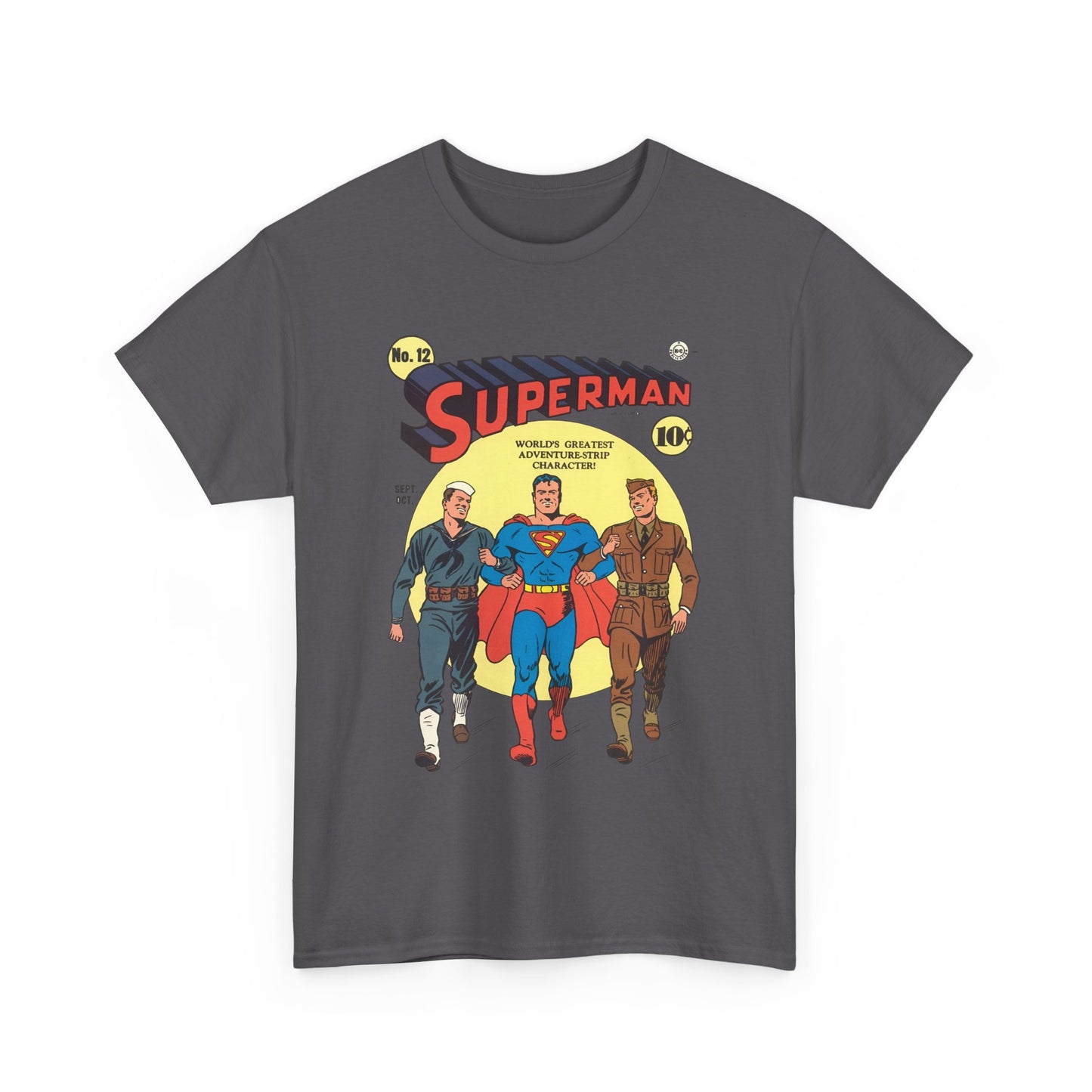Superman T-Shirt - #12 Cover Art - Golden Age Classic - WWII Support - Iconic Image - DC Comics