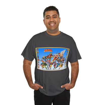All-Star Squadron T-Shirt - Jerry Ordway Art - JSA Connection - Firebrand, Robotman, Amazing Man, Shining Knight, Tarantula, Dr Fate - Retro 1980s Series - DC Comics