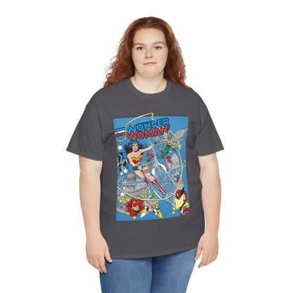 Wonder Woman T-Shirt - Ed Hannigan Art - #300 Cover Art - Hawkman, Green Lantern, Elongated Man, Sandman - DC Comics