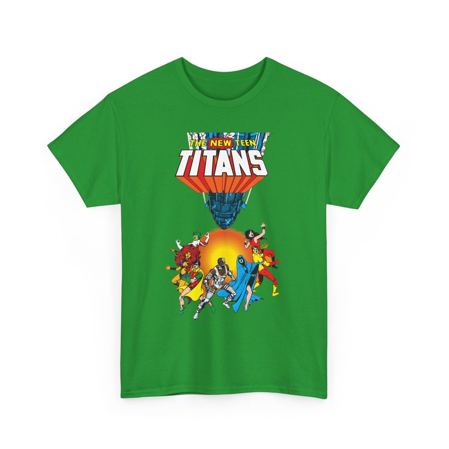 New Teen Titans T-Shirt - George Perez Art - Robin, Wonder Girl, Cyborg, Raven, Starfire, Kid Flash - #10 Cover Art - DC Comics