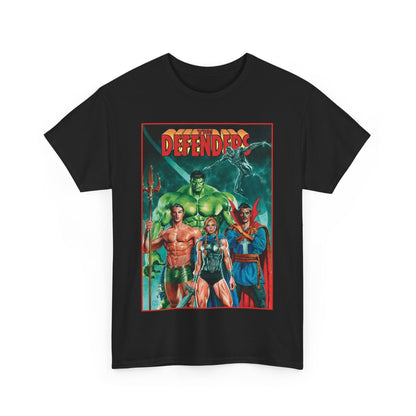 Defenders T-Shirt - Dr Strange, Valkyrie, Hulk, Namor, Silver Surfer - Marvel Comics - Popular 1970s Series