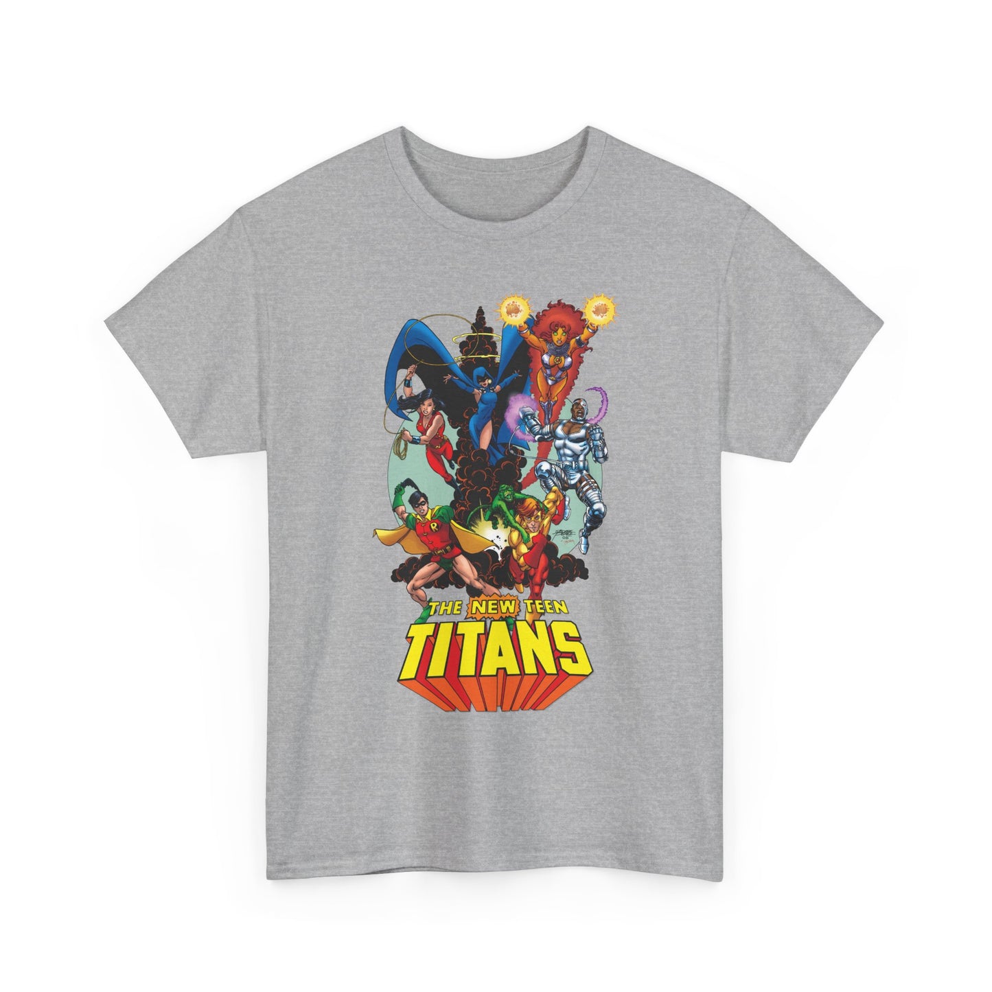 New Teen Titans T-Shirt - George Perez Art - Raven, Cyborg, Robin, Starfire, Wonder Girl, Changeling - DC Comics