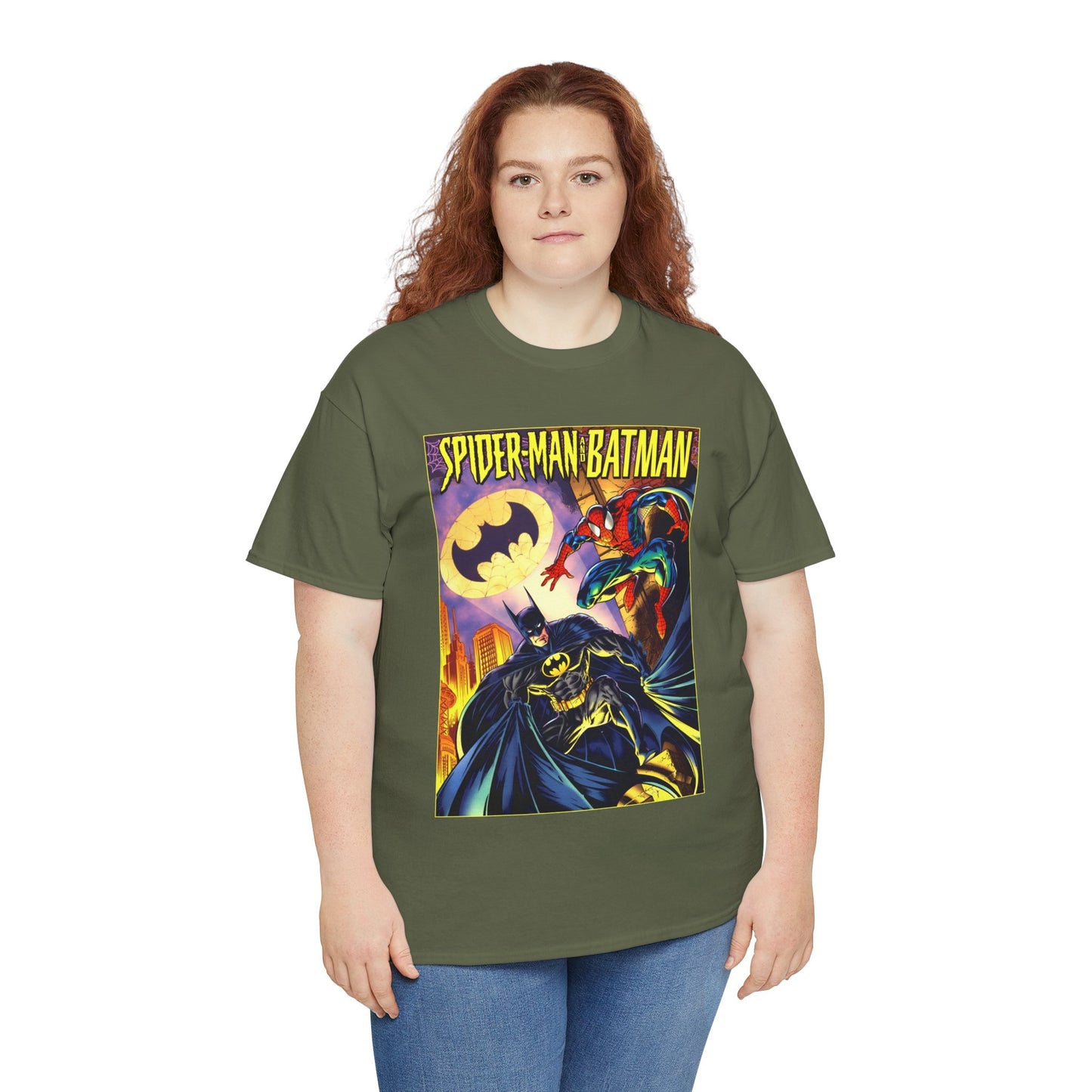 Batman/Spider-Man Shirt - Mark Bagley Art - DC Comics/Marvel Comics Cross-Over From the 1990s