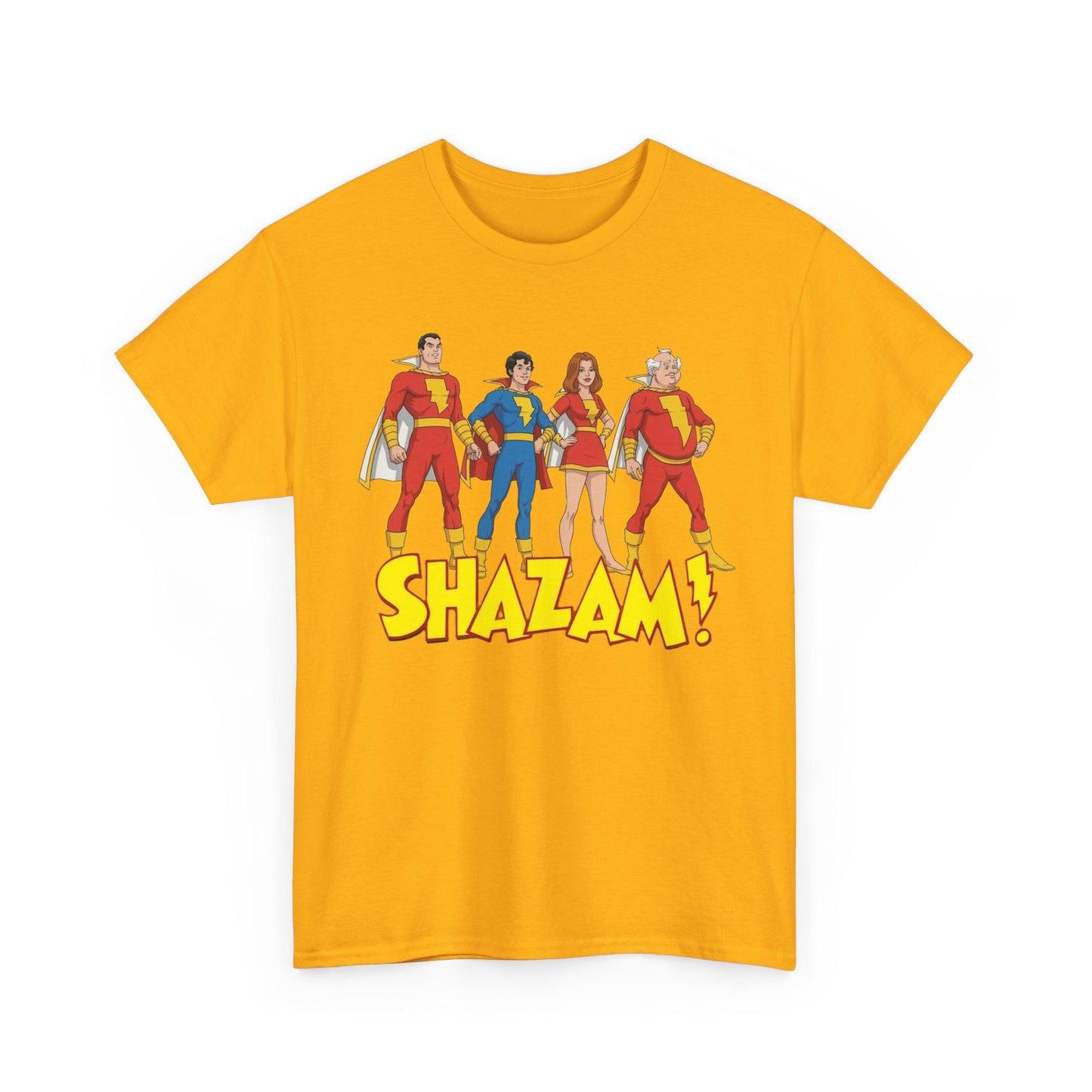 Shazam T-Shirt - Marvel Family Filmation Art - Mary Marvel, Captain Marvel Jr, Uncle Dudley - DC Comics