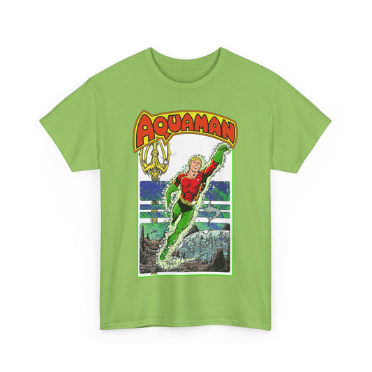 Aquaman T-Shirt - George Perez Art -Justice League 1980s Postcard Series - Arthur Curry - King of Atlantis - JLA - DC Comics