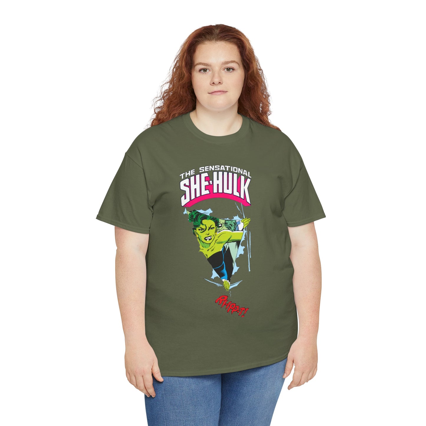 Sensational She-Hulk T-Shirt - John Byrne Art - Marvel Comics - Jennifer Walters - Ripping Through the Shirt - Fourth Wall