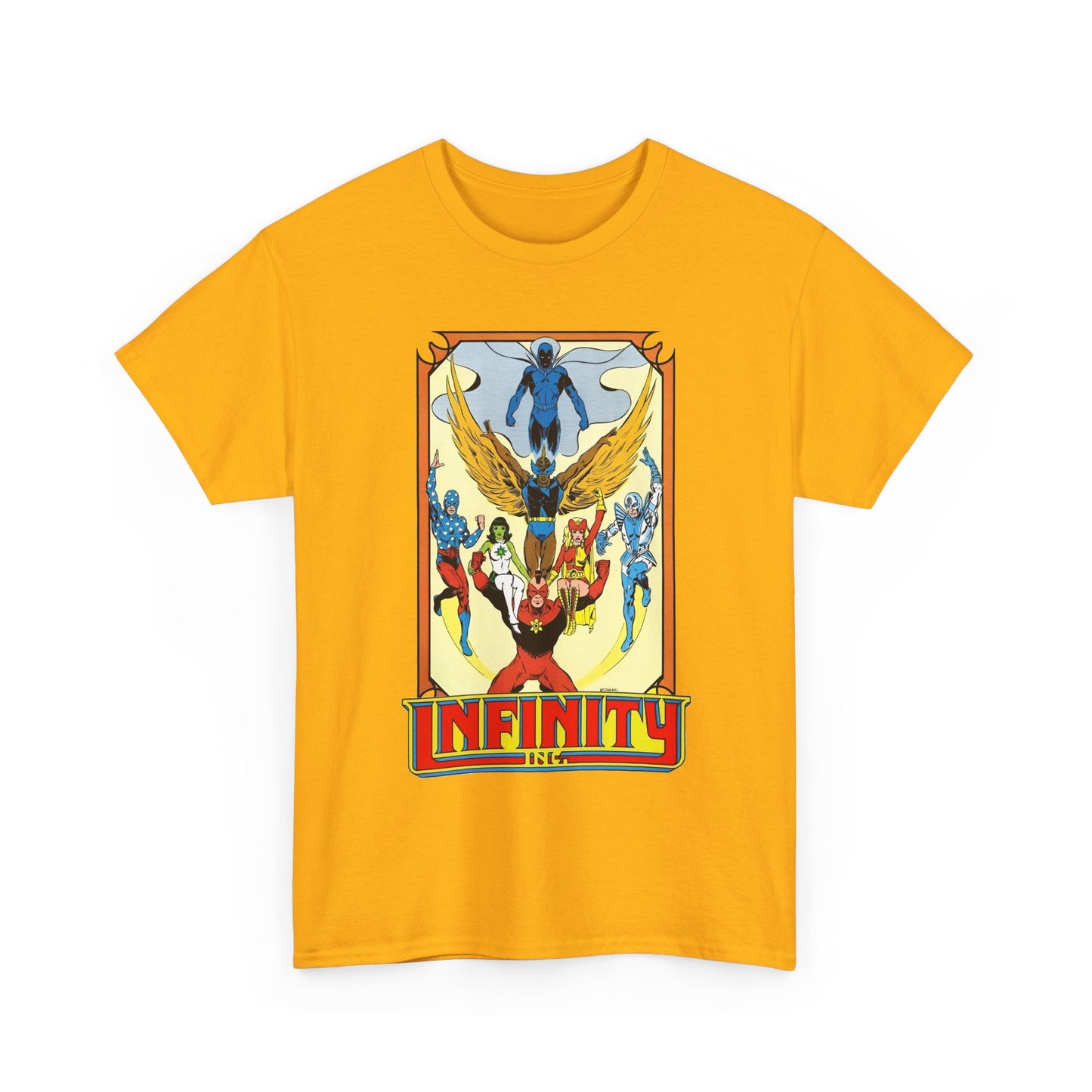 Infinity Inc Shirt - Todd McFarlane Art - Jade, Obsidian, Fury, Northwind, Nuklon, Silver Scarab, Star-Spangled Kid - JSA Successors - DC Comics
