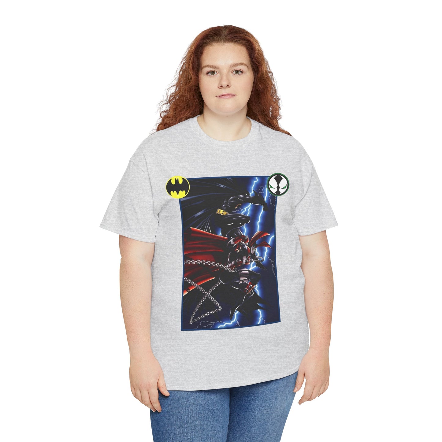 Batman & Spawn T-Shirt - Todd McFarlane Art - Gotham City, Frank Miller Story - DC Comics & Image Comics