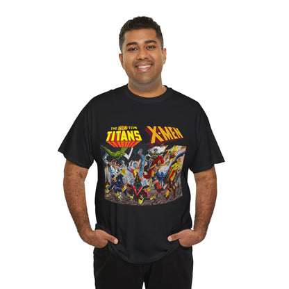 Uncanny X-Men Vs New Teen Titans T-Shirt - Amazing John Byrne Art - DC Comics, Marvel Comics Crossover - Wolverine, Starfire, Cyclops, Storm, Raven, Wonder Girl
