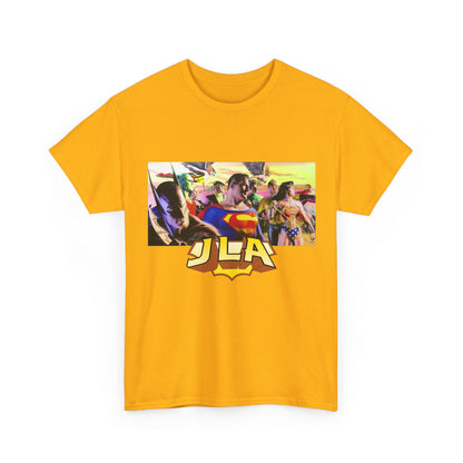 JLA T-Shirt - Alex Ross Art - Superman, Batman, Wonder Woman, Hawkman, Green Lantern, Black Canary, Flash, Martian Manhunter, Green Arrow - Justice League - DC Comics