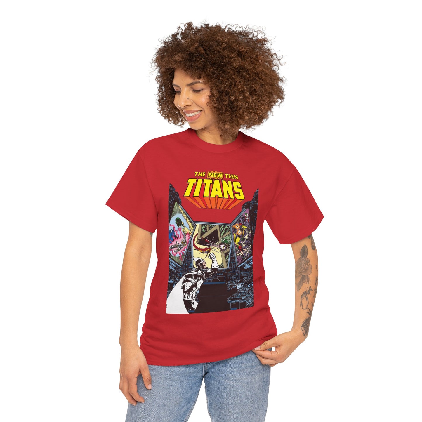 New Teen Titans T-Shirt - George Perez Art - Dr. Light, Titans Tower - DC Comics