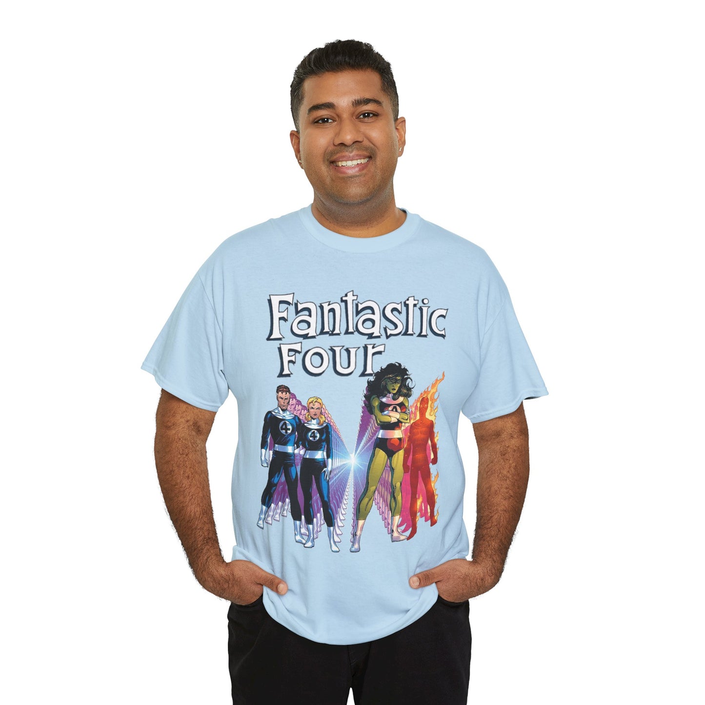 Fantastic Four T-Shirt - John Byrne Art - She-Hulk, Reed Richards, Human Torch, Invisible Woman - Marvel Comics