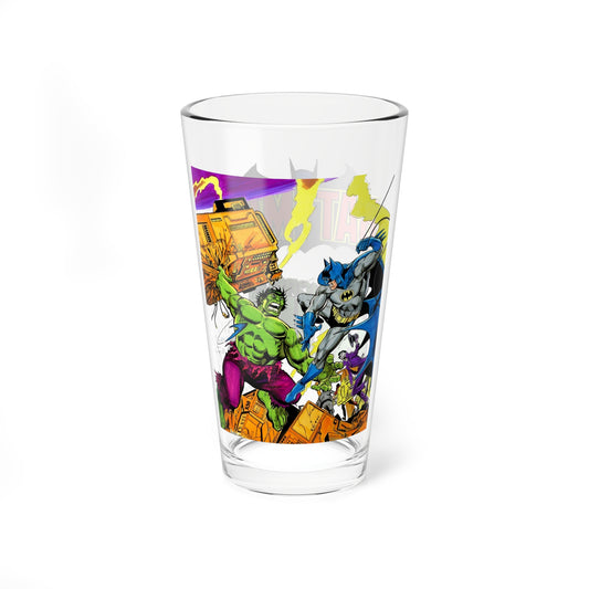 Batman Vs Hulk Pint Glass, 16oz - Marvel Comics & DC Comics 1970s Crossover - Joker