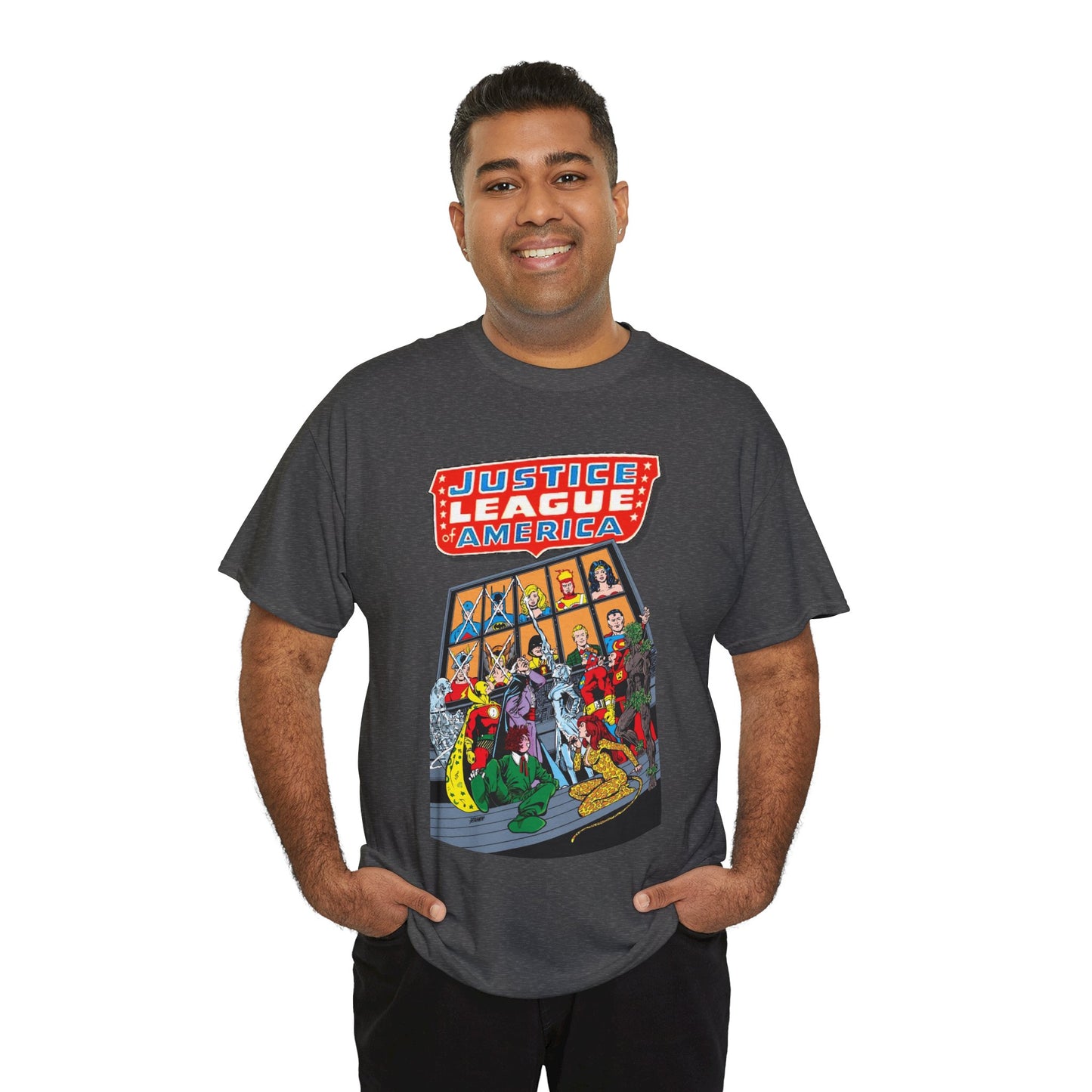 Justice League of America T-Shirt - George Perez Art - Wonder Woman, Hourman, Batman, Firestorm - SSOSV - DC Comics