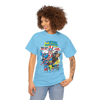 All-Star Squadron T-Shirt - Jerry Ordway Art - Uncle Sam, Hawkman, Superman, Liberty Belle, Black Condor, the Ray, Batman, Plastic Man - JSA Link - DC Comics